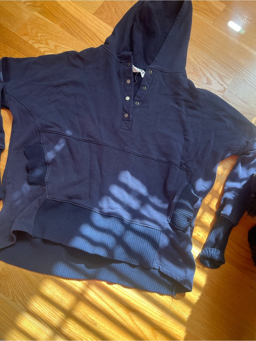 Navy Bucket List Hooded Pullover Sweatshirt - Button Placket